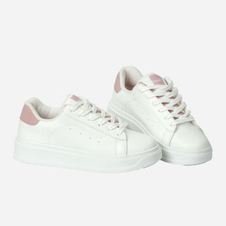 TENIS PARA MUJER BLANCO CLÁSICO CON ROSA