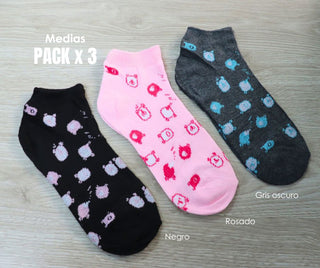 Pack x3 Medias Tobilleras para Mujer