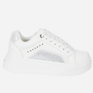 Tenis blancos con plateado – modernos, femeninos y elegantes -FENICIA WHITE