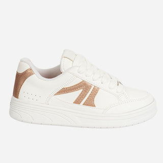 Tenis Blanco Suela Baja para Dama - ORO ROSA