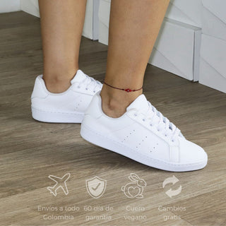 Tenis blancos para mujer, clásico y con suela bajita - Martina