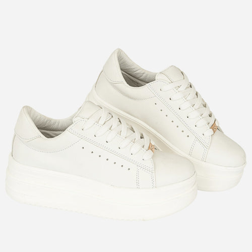 Tenis Blancos con plataforma para mujer - Vainilla