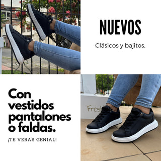 Tenis clasicos negros para mujer VIENA