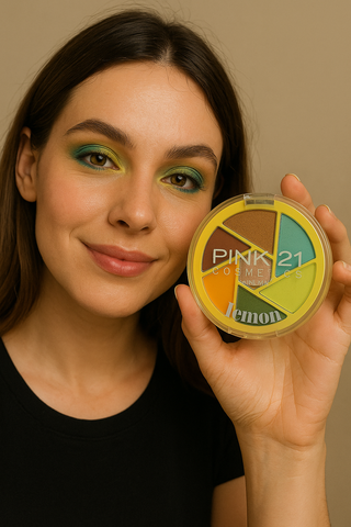 Paletas de Sombras Pink 21 – Strawberry & Lemon | 7 Tonos Alta Pigmentación