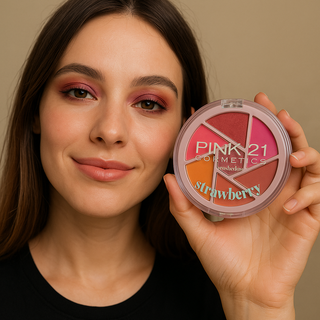 Paletas de Sombras Pink 21 – Strawberry & Lemon | 7 Tonos Alta Pigmentación
