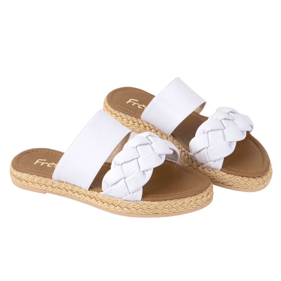 Sandalias Planas con Suela en Yute - Trenza Blanca