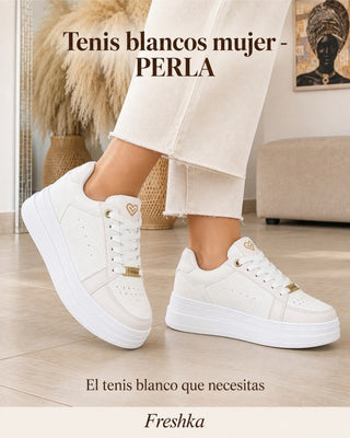 Tenis blancos mujer - PERLA