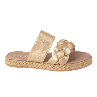 Sandalias Planas con Suela en Yute - Trenza Dorada | FRESHKA CO