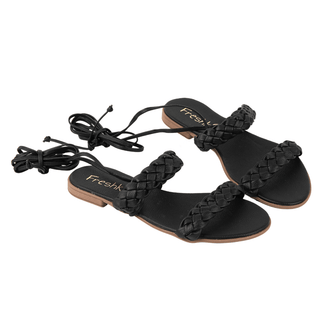 Sandalias Romanas planas - Cleopatra negra | FRESHKA CO