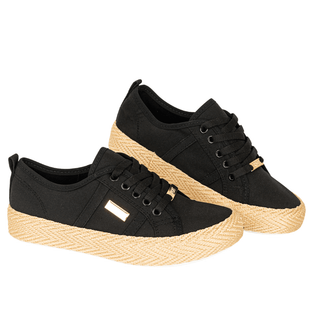 Tenis en Tela color Negro - Eden suela en Yute | FRESHKA CO