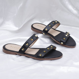 Sandalias Planas - Eli Tachesitos Negro | FRESHKA CO