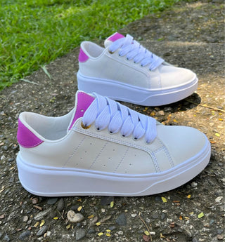 tenis de moda para mujer blancos ref neón magenta - 4