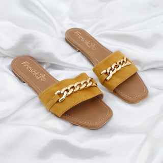 Sandalias planas Bajitas - Amelie Mostaza | FRESHKA CO